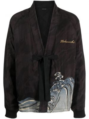 Obojstranná bunda s potlačou Maharishi čierna