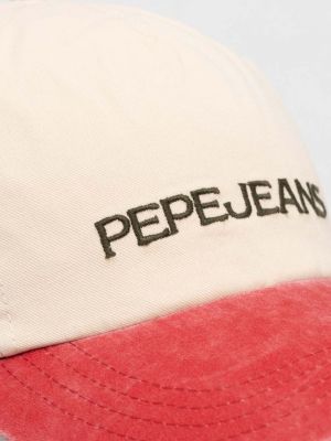 Czapka z daszkiem bawełniana Pepe Jeans czerwona