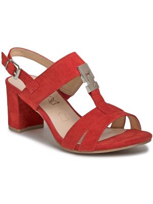 Sandały zamszowe Caprice czerwone