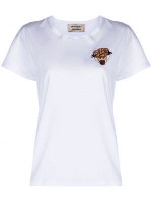 Pamut hímzett póló Alessandro Enriquez fehér