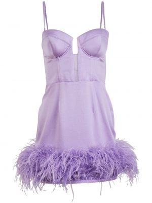 Šilkinis suknele kokteiline su plunksnomis Fleur Du Mal violetinė