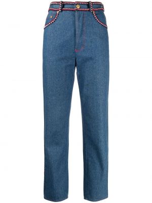 Pletené džínsy s rovným strihom Chanel Pre-owned modrá