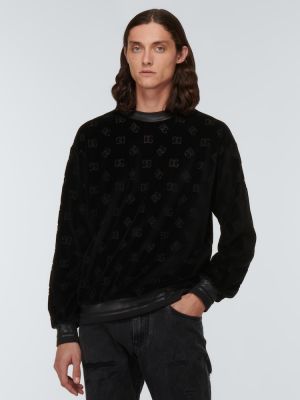 Aksamitny sweter żakardowy Dolce&gabbana czarny