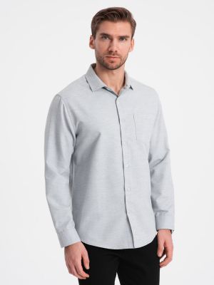 Меланж риза с джобове Ombre сиво