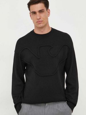 Vuneni pulover Emporio Armani crna