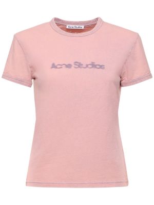 Džersis medvilninis marškinėliai Acne Studios violetinė