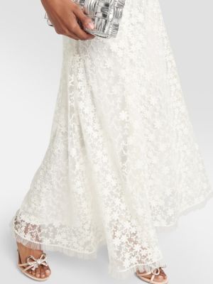 Sukienka długa w kwiatki tiulowa koronkowa Rodarte biała