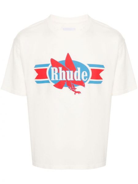 Βαμβακερή μπλούζα Rhude λευκό