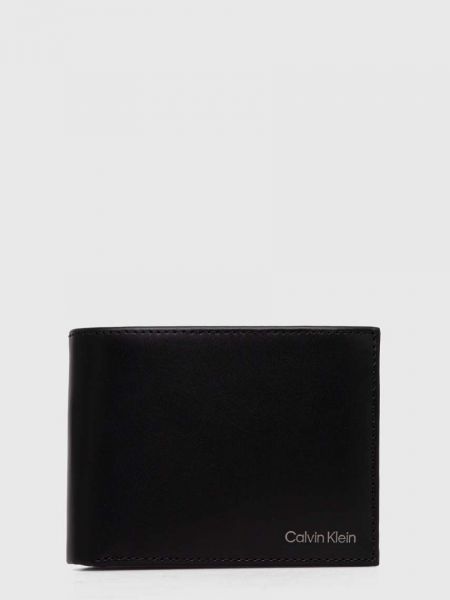 Kožni novčanik za novčiće Calvin Klein crna