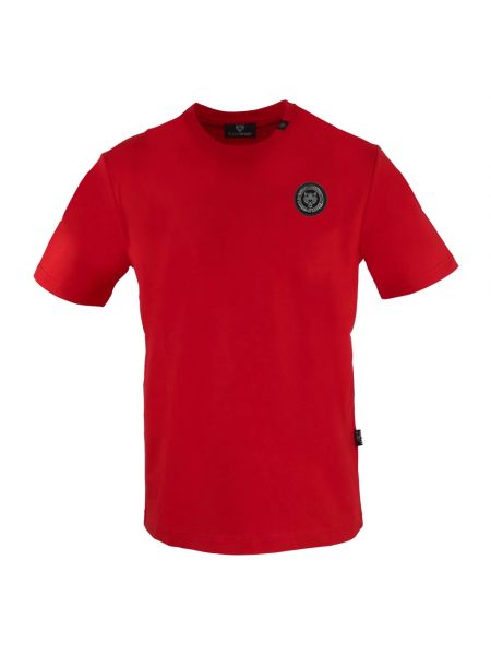 Koszulka z okrągłym dekoltem bawełniana sportowa Plein Sport czerwona