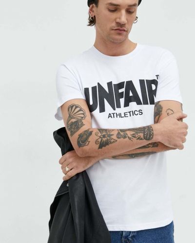 Памучна тениска с дълъг ръкав с принт Unfair Athletics бяло