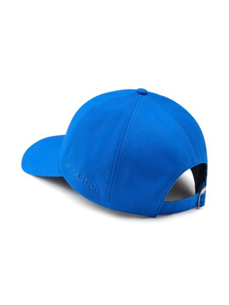Haftowana czapka z daszkiem bawełniana Woolrich niebieska