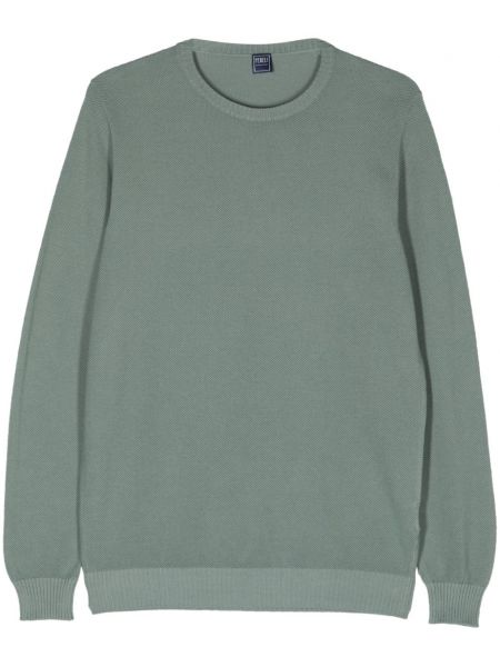 Памучен пуловер Fedeli зелено