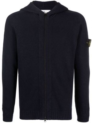 Strikket ull hettegenser Stone Island blå