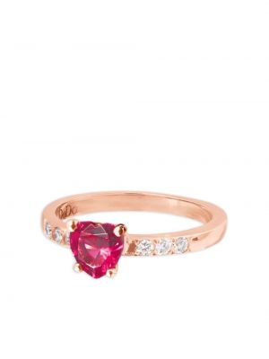 Rožinio aukso žiedas su širdelėmis Dodo