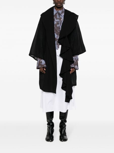 Drapiruotas paltas Yohji Yamamoto juoda