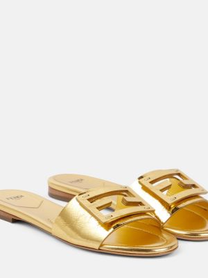 Kožené sandále Fendi zlatá
