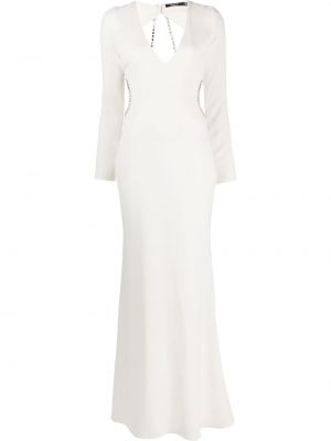 Вечерна рокля с гол гръб с кристали Amen бяло