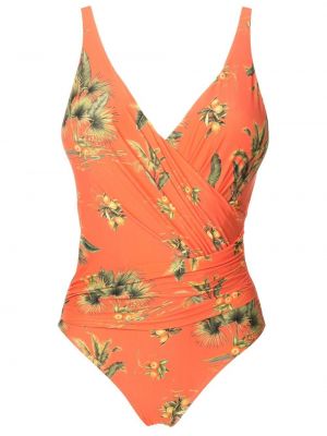 Kupaći kostim s cvjetnim printom s printom s v-izrezom Lygia & Nanny narančasta