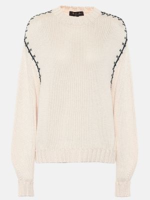 Jedwabny sweter bawełniany Loro Piana biały