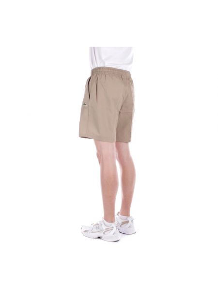 Pantalones cortos con cremallera de algodón con bolsillos Lacoste beige
