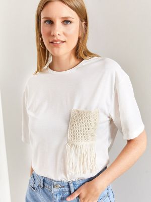 Bavlnené tričko s vreckami Bianco Lucci