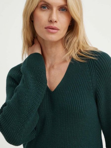 Długi sweter bawełniany Marc O'polo zielony