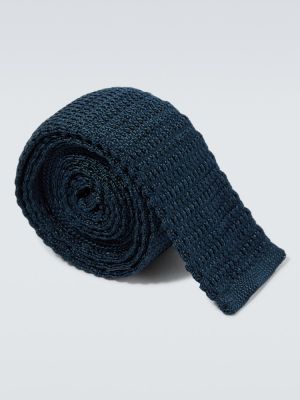 Jedwabny krawat Thom Browne niebieski