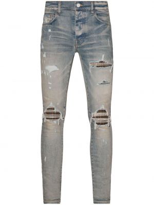 Kostkované skinny džíny Amiri modré