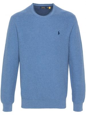 Βαμβακερός πουλόβερ με κέντημα με σχέδιο Polo Ralph Lauren μπλε