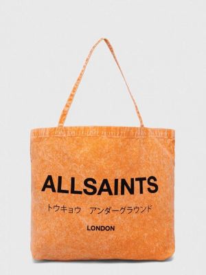 Хлопковая сумка шоппер Allsaints оранжевая