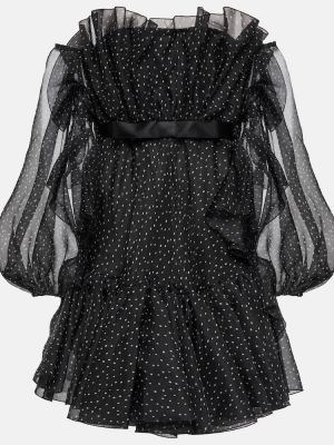 Pikčasta svilena mini obleka Giambattista Valli črna