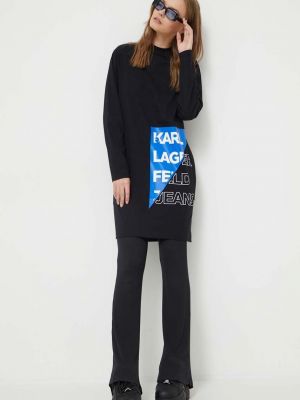 Bombažna denim obleka Karl Lagerfeld Jeans črna