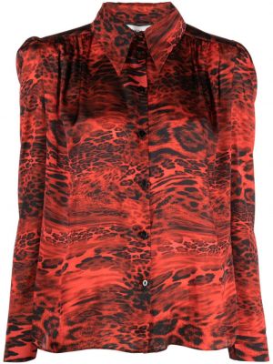 Saténová košeľa s potlačou s leopardím vzorom Nissa