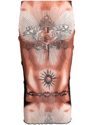 Midi sukňa s potlačou Jean Paul Gaultier