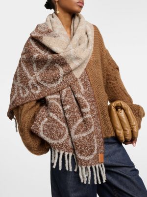 Шерстяной шарф из альпаки Loewe коричневый