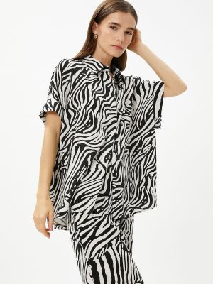 Lanena košulja kratki rukavi sa zebra printom Koton