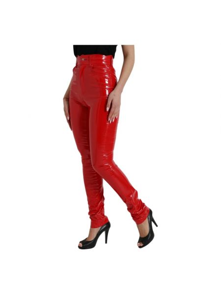 Pantalones de cintura alta Dolce & Gabbana rojo