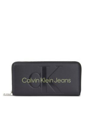 Portefeuille fermeture éclair fermeture éclair Calvin Klein Jeans noir