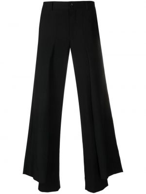 Drapované slim fit vlněné rovné kalhoty Comme Des Garçons Homme Plus černé