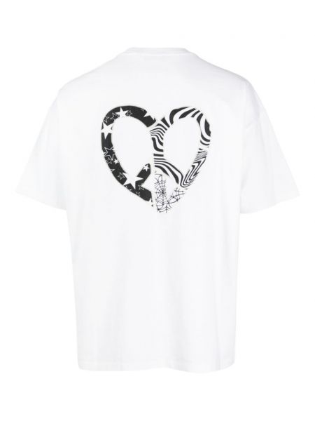 Kokvilnas t-krekls ar apdruku ar sirsniņām Five Cm balts