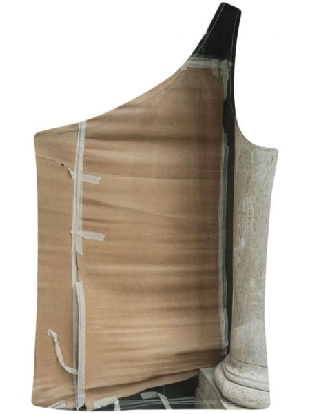 Top na jedno ramię wełniany w abstrakcyjne wzory Paloma Wool brązowy
