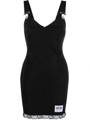 Φλοράλ βραδινό φόρεμα με λαιμόκοψη v με δαντέλα Moschino Jeans μαύρο