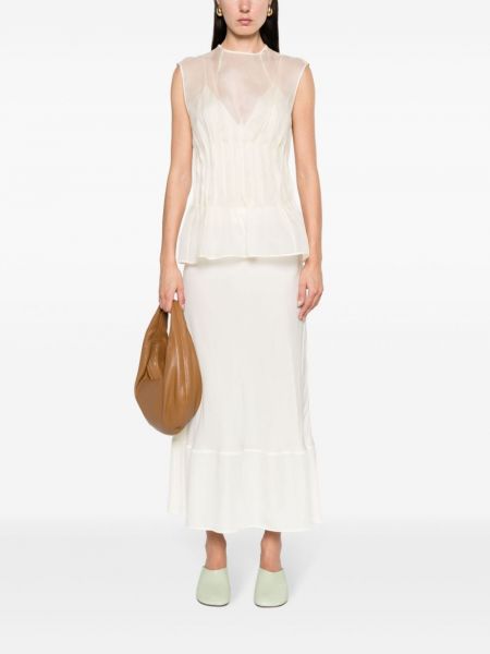 Průsvitné midi sukně Lemaire bílé