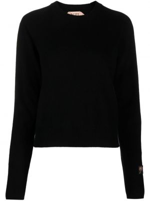 Вълнен пуловер с кръгло деколте N°21 черно