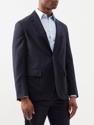 Пиджак из шерсти и фланели в тонкую полоску Dunhill синий