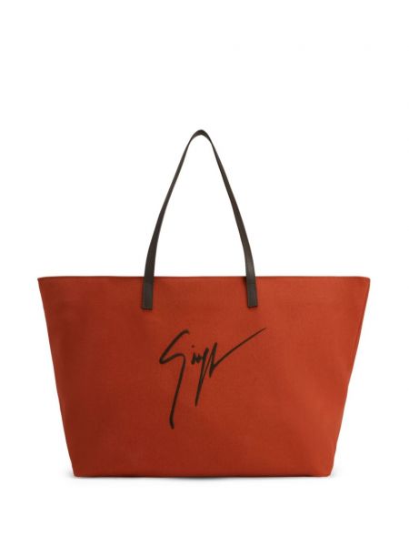 Shopper kabelka s výšivkou Giuseppe Zanotti oranžová