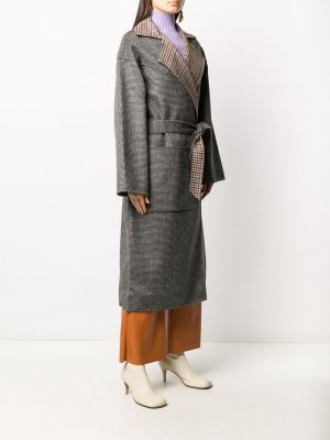 Oboustranný kostkovaný kabát Nanushka šedý