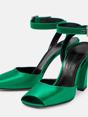 Saténové sandály Victoria Beckham zelené
