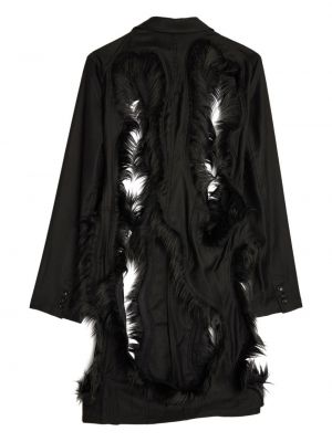 Vlněný kabát s oděrkami Comme Des Garçons Homme Plus černý